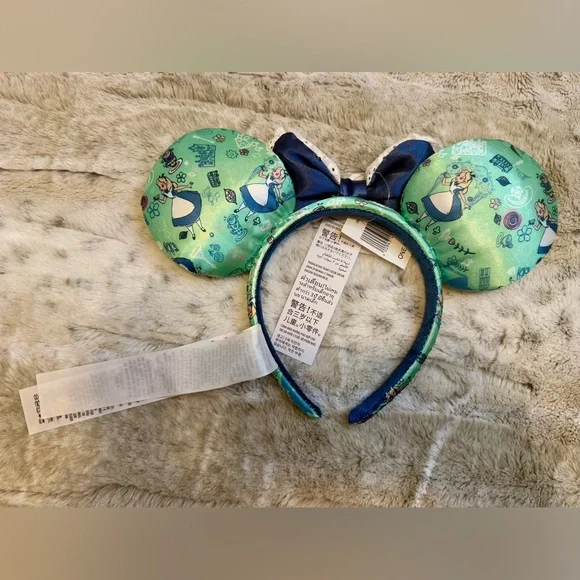 NWT *Discontinued* Disney Epcot UK Alice In Wonderland Minnie Ears Headband - Picture 3 of 5
